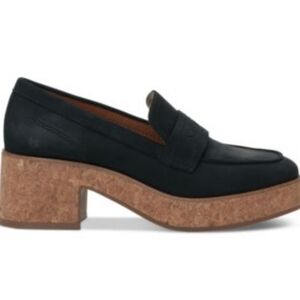 NWOT Lucky Brand Palti Black Suede Cork Platform Loafer ■ Size 8.5